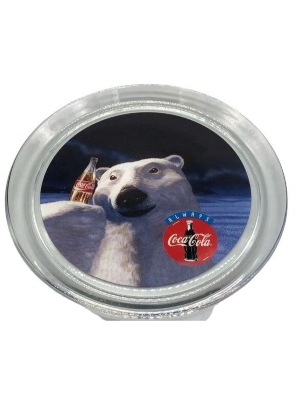 coca cola plate tray big polar bear glass 1995 READ